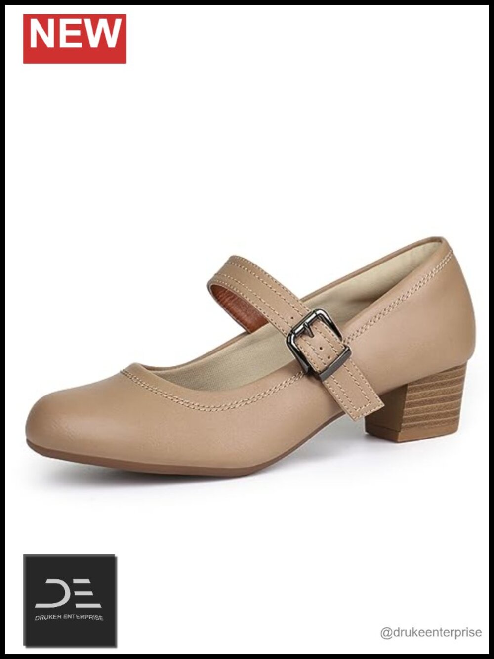 Women's Orthopedic Mary Jane Dress Shoes with Chunky Heel, Padded Insole
